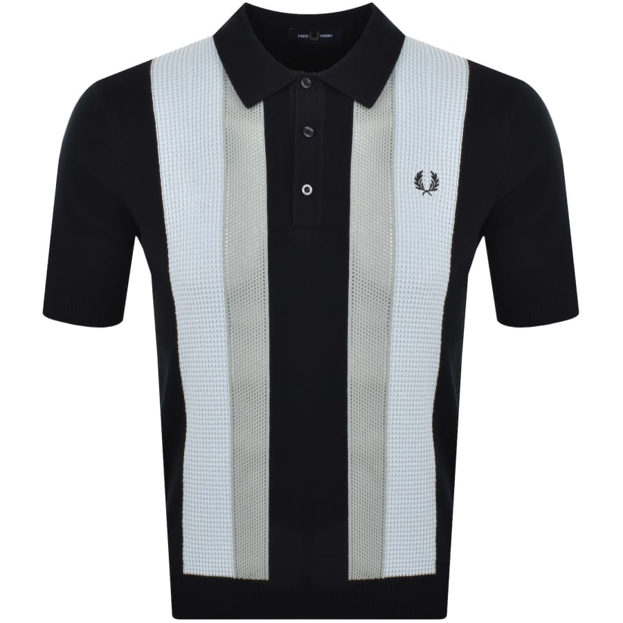 Fred perry textured knitted polo shirt in navy best sale